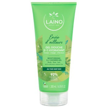Duschgel 3 in 1 feuchtigkeitsspendend mit Bio-Grüntee Laino - Tube mit 200 ml