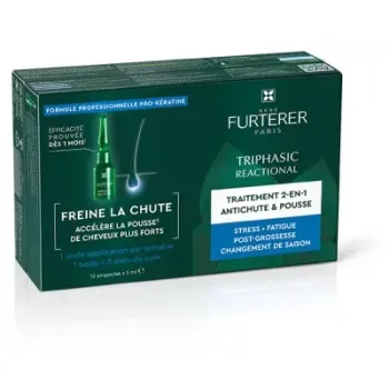 Triphasic Reactional Behandlung 2in1 gegen Haarausfall und Haarwachstum René Furterer - Box mit 12 Ampullen à 5ml