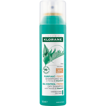 Klorane - Entgiftendes, gefärbtes Trockenshampoo mit Brennnessel für fettiges, braunes Haar - 150 ml Spray
