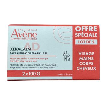 XeraCalm A.D Überfettende Reinigungseife Avène - 2er-Pack à 100g