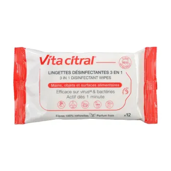 Desinfektionstücher 3 in 1 Vita Citral - Packung mit 12 Tüchern