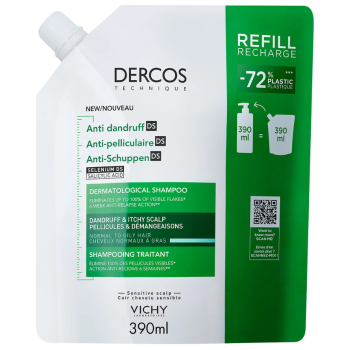 Dercos Anti-Schuppen Shampoo für fettiges Haar Vichy - Eco-Nachfüllung von 390 ml