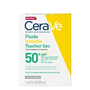 Unsichtbare Flüssigkeit trockene Berührung SPF50+ CeraVe - Flasche mit 50 ml