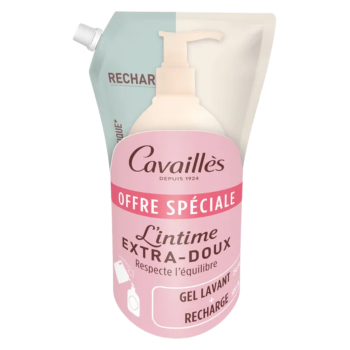 Das extra-sanfte intime Angebot spezielles Waschgel + Nachfüllung Rogé Cavaillès - Pumpflasche mit 250ml + Öko-Nachfüllung mit 500ml