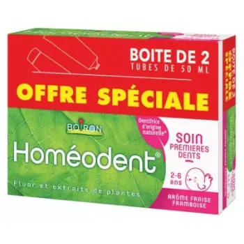 Homéodent Pflege erste Zähne 2-6 Jahre Erdbeer-Himbeeraroma Boiron - 2 Tuben à 50 ml