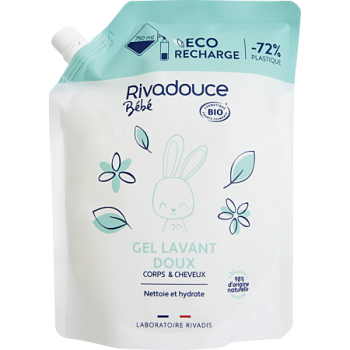 Sanftes Bio-Waschgel für Babys von Rivadouce - Nachfüllpackung mit 750 ml