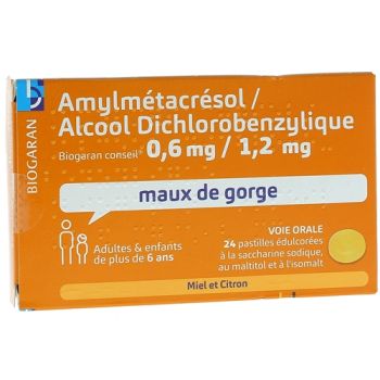 Amylmetacresol/Dichlorbenzylalkohol Biogaran Beratung - Packung mit 24 gesüßten Pastillen