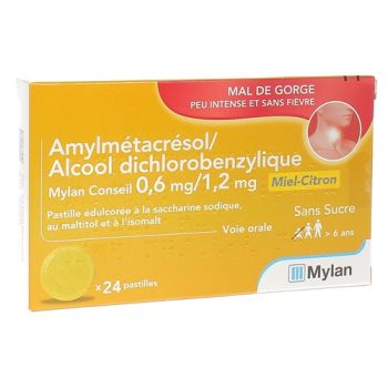 Amylmetacresol / Dichlorbenzylalkohol Honig Zitrone Mylan Beratung - Packung mit 24 Pastillen