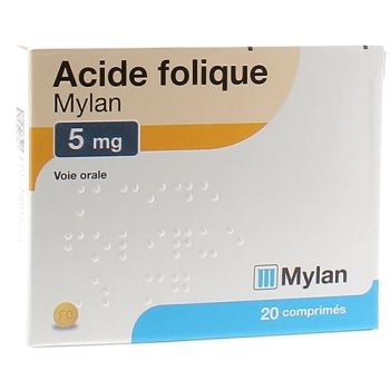 Folsäure 5mg Viatris - Packung mit 20 Tabletten