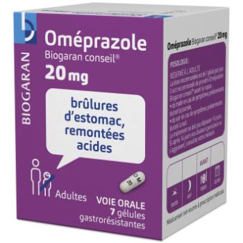 Omeprazol 20mg magensaftresistente Kapseln Biogaran - Packung mit 7 Kapseln