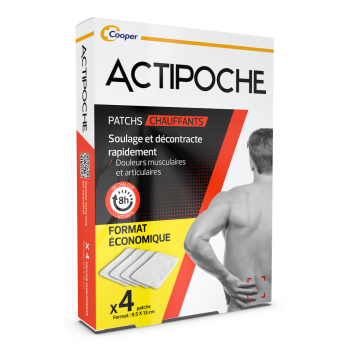 Actipoche Wärmepflaster bei Muskel- und Gelenkschmerzen Cooper - Packung mit 4 Pflastern 9,5x13cm