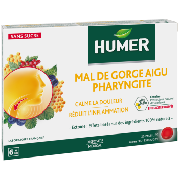 Akute Halsschmerzen Pharyngitis Humer - Packung mit 20 Pastillen