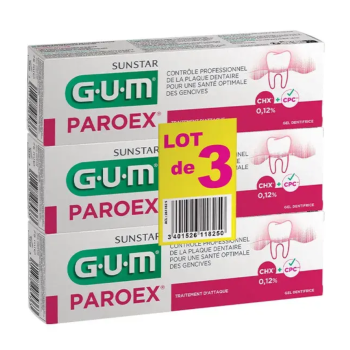 Paroex Zahnpasta zur Bekämpfung von Zahnbelag - 2 Tuben à 75ml + 1 gratis