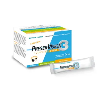 PreserVision 3 Nahrungsergänzungsmittel für die Augen Bausch Lomb - Packung mit 30 Sticks