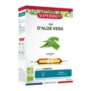 Bio Aloe Vera Gel Super Diet - Box mit 20 Ampullen zu 10 ml