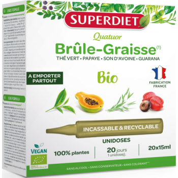 Bio-Fettverbrenner-Quartett Superdiet - Box mit 20 Einzeldosen à 15 ml