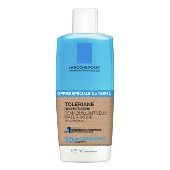 Tolériane Respectissime Augen-Make-up-Entferner wasserfest La Roche-Posay - 2er-Pack mit 125 ml Flaschen