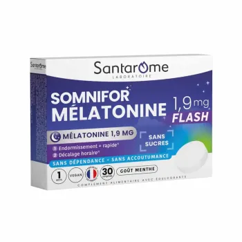 Somnifor Melatonin Flash 1,9mg Santarôme - Packung mit 30 Tabletten