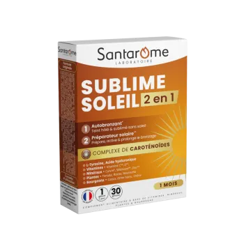 Sublime Sonne 2 in 1 Selbstbräuner und Sonnenvorbereiter Santarome - Packung mit 30 Kapseln