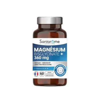 Magnésium bisglycinate+ 360mg Santarome - pot de 60 gélules