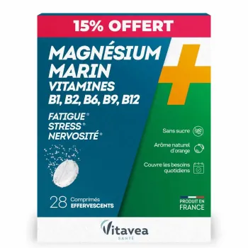 Meeresmagnesium + Vitamine B1 B2 B6 B9 B12 Vitavea - Packung mit 28 Brausetabletten Sonderangebot