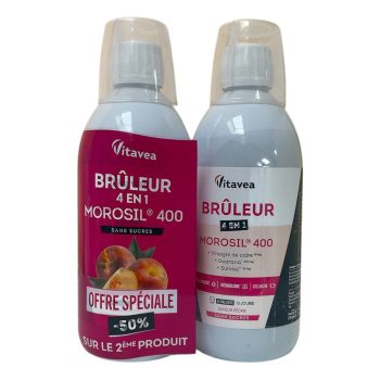 Morosil 400 4-in-1 Brenner Pfirsichgeschmack Vitavea - 2 Flaschen zu je 500ml Sonderangebot