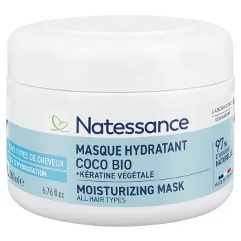 Bio-Kokos-Haarmaske mit pflanzlicher Keratin Natessance - 200ml-Topf