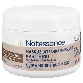 Ultra-nährende Haarmaske mit Bio-Sheabutter und pflanzlichem Keratin Natessance - 200 ml Topf