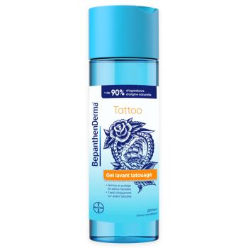 BepanthenDerma® Tattoo Gel Waschmittel, beruhigt und schützt tätowierte Haut - Flasche mit 200 ml