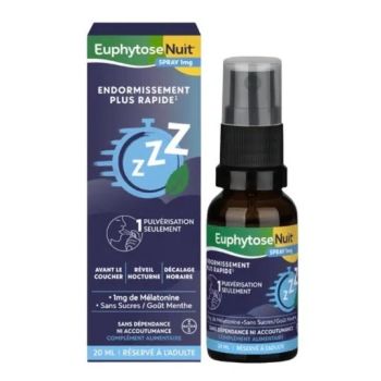 Euphytose Nacht Spray 1 mg Melatonin ohne Zucker mit Minzgeschmack - Spray von 20 ml