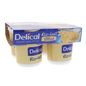 Delical Milchreis HP/HC Geschmack Vanille Karamell - 4 Becher à 200g