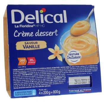 Delical Dessertcreme HP/HC La Floridine Vanille Geschmack - 4 Becher à 200g