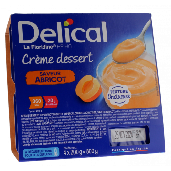 Delical Dessertcreme HP/HC La Floridine Aprikosengeschmack - 4 Becher à 200g