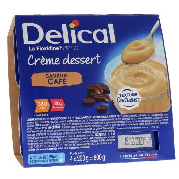 Delical Dessertcreme HP/HC La Floridine Geschmack Kaffee - 4 Becher à 200g