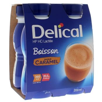 Delical HP/HC Milchgetränk mit Karamellgeschmack - 4 Flaschen à 200 ml