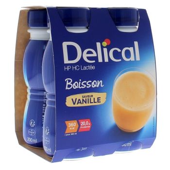 Delical HP/HC Milchgetränk Vanillegeschmack - 4 Flaschen à 200 ml