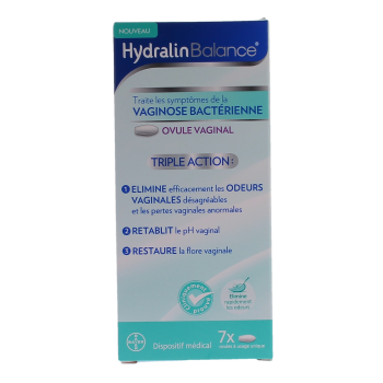 Behandlung von bakterieller Vaginose mit dreifacher Wirkung Hydralin Balance - Packung mit 7 Zäpfchen