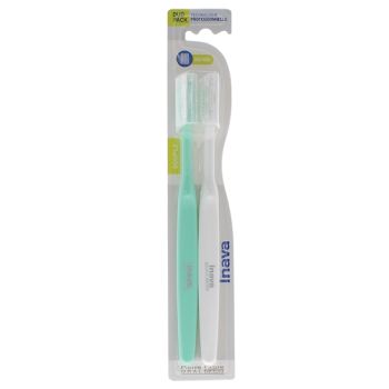 Weiche Zahnbürste 20/100 Inava - Set mit 2 Zahnbürsten