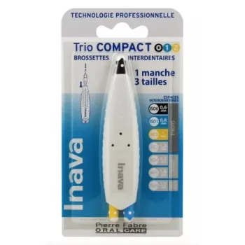 Interdentalbürsten Trio Compact ISO 0/1/2 Inava - Box mit 1 Griff und 3 Bürsten