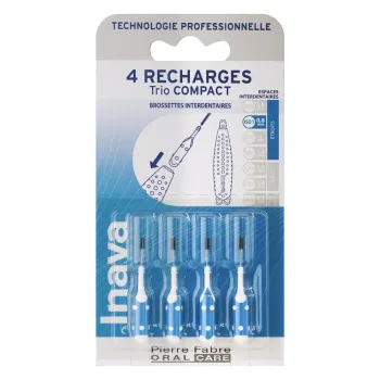 Interdentalbürsten 0,8 mm Trio Compact Inava - 4 Nachfüllpackungen