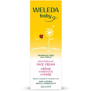 Feuchtigkeitsspendende Gesichtscreme Calendula bio ohne Duft Weleda Baby - Tube mit 50ml