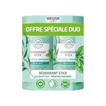 Bio Eukalyptus Pfefferminz Deodorant Stick Sonderangebot Duo Weleda - 2er Pack Sticks