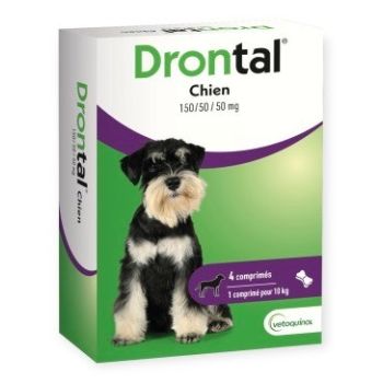 Drontal Hund Wurmkur Vetoquinol - Packung mit 4 teilbaren Tabletten