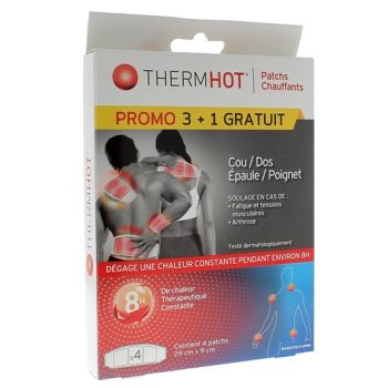 ThermHot Wärmepflaster für Hals/Rücken/Schulter/Handgelenk Therapearl - Packung mit 3 Pflastern + 1 gratis