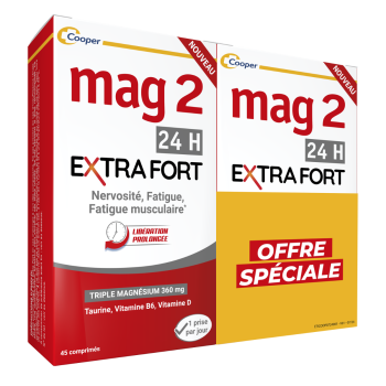 Mag2 extra stark 24h Cooper - Sonderangebot für ein Set von 2 Schachteln mit 45 Tabletten