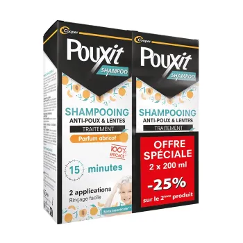 Shampoo gegen Läuse & Nissen mit Aprikosen-Duft Pouxit - 2 x 200ml Flaschen Sonderangebot