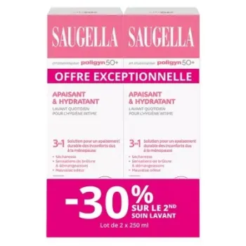 Beruhigendes und emollientes tägliches Intimwaschmittel Saugella - 2er-Pack mit 250 ml Flaschen