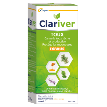 Clariver Hustensaft für Kinder mit Orangengeschmack Cooper - Flasche mit 175 ml