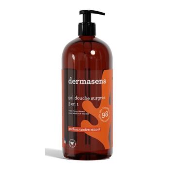 Dermasens überfettendes Duschgel 3in1 zarter Monoi-Duft Marke Verte - Pumpflasche 1L