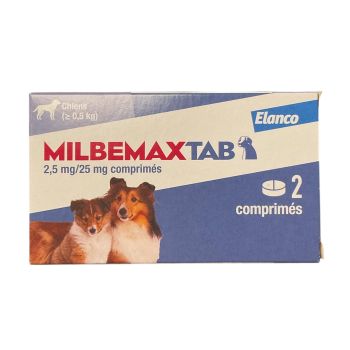 Milbemaxtab Tabletten für kleine Hunde und Welpen - Packung mit 2 Tabletten